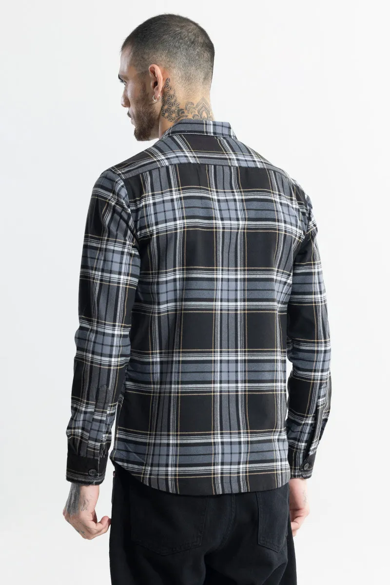 Grid Hatch Grey Checks Shirt