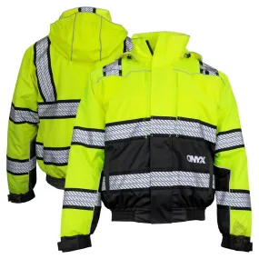 'GSS' Men's Class 3 Hi-Vis Premium ONYX PRIMALOFT 3-in-1 Winter Bomber - Lime     Jacket - Lime