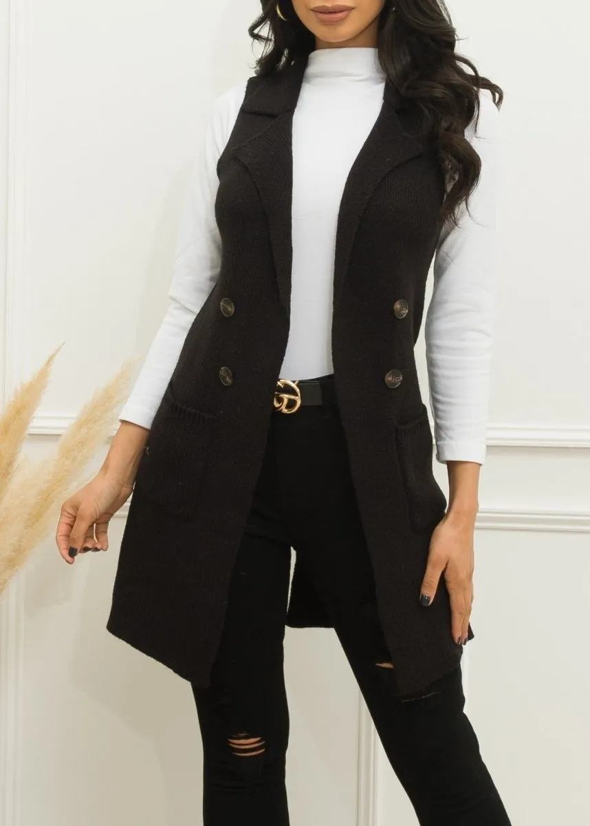 Handle It Cardigan Vest Black