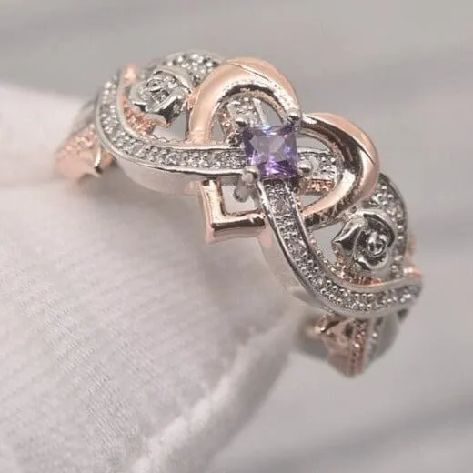 Heart Infinity Love Amethyst Ring - 925 Sterling Silver