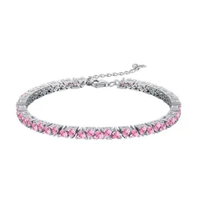 Heart Shape Pink Tennis Bracelet Female