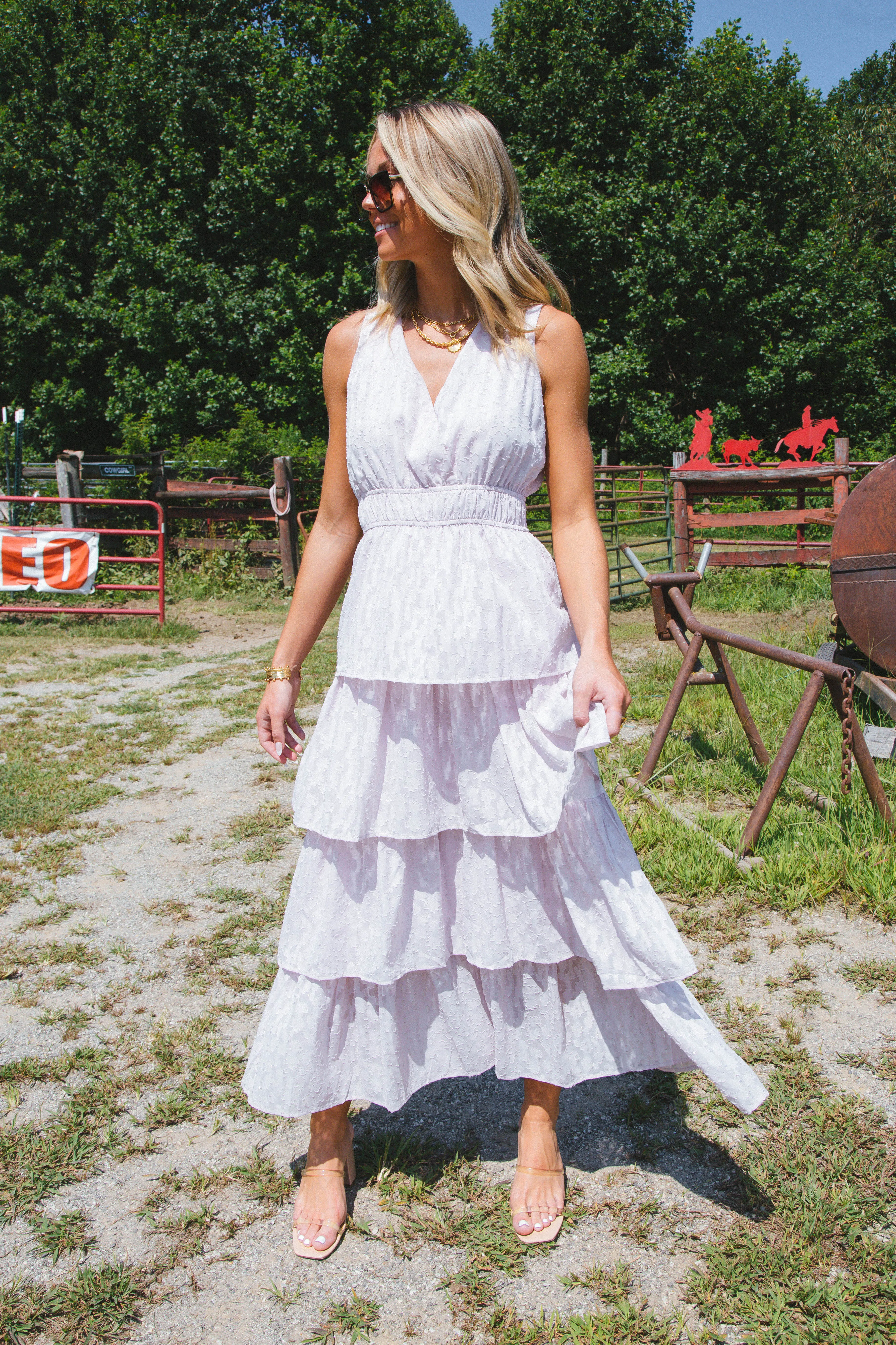 Hope Chiffon Tiered Dress, Pale Pink