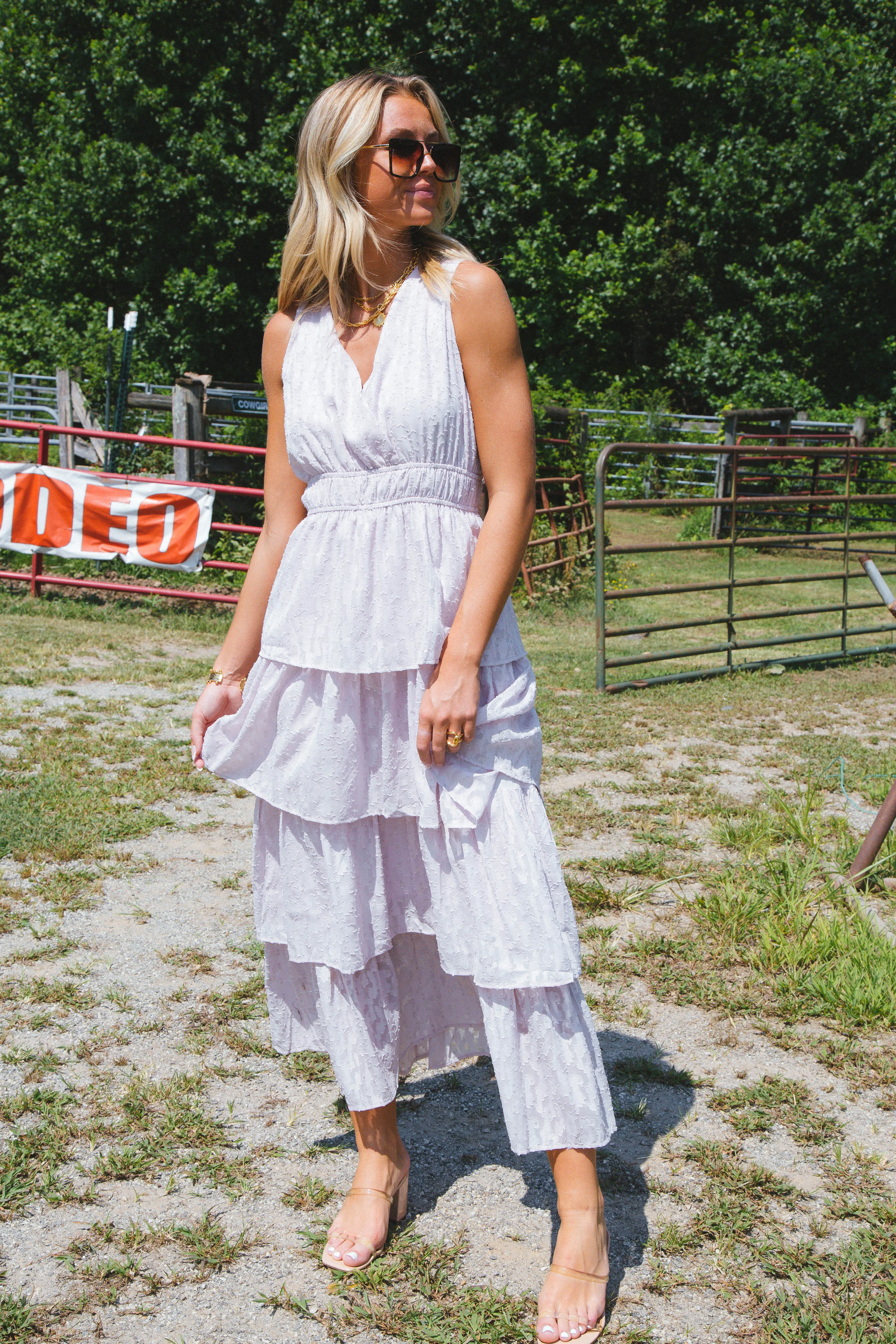 Hope Chiffon Tiered Dress, Pale Pink