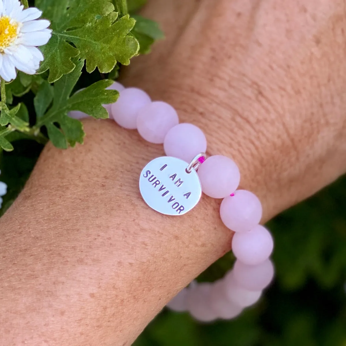 I am a Survivor - Affirmation Bracelets Combo with Rose Quartz