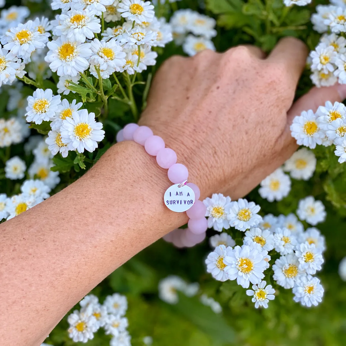 I am a Survivor - Affirmation Bracelets Combo with Rose Quartz