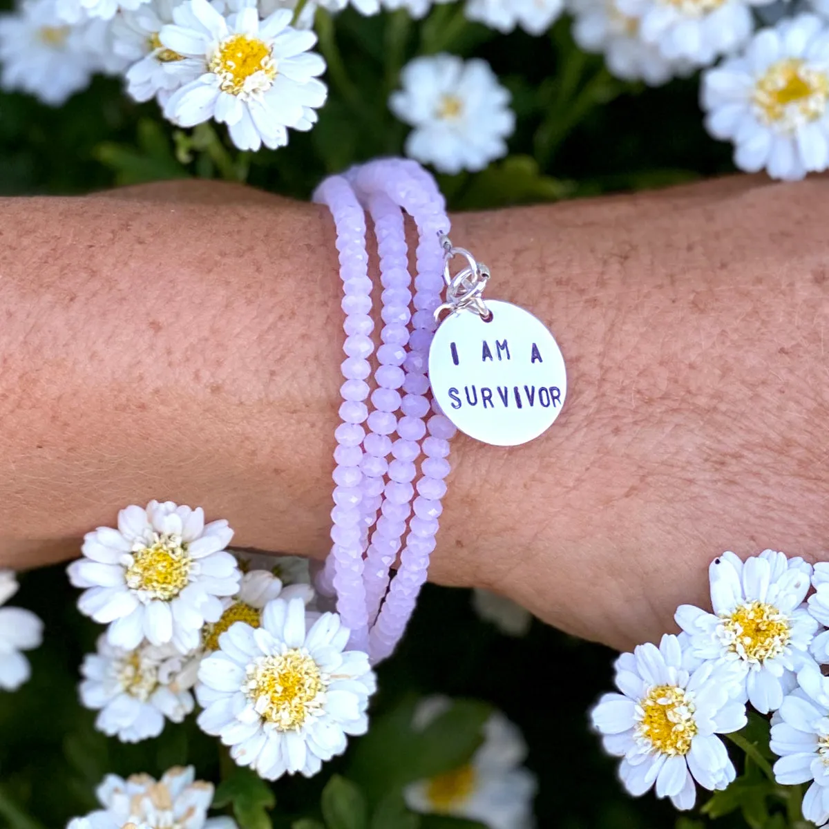 I am a Survivor - Affirmation Bracelets Combo with Rose Quartz