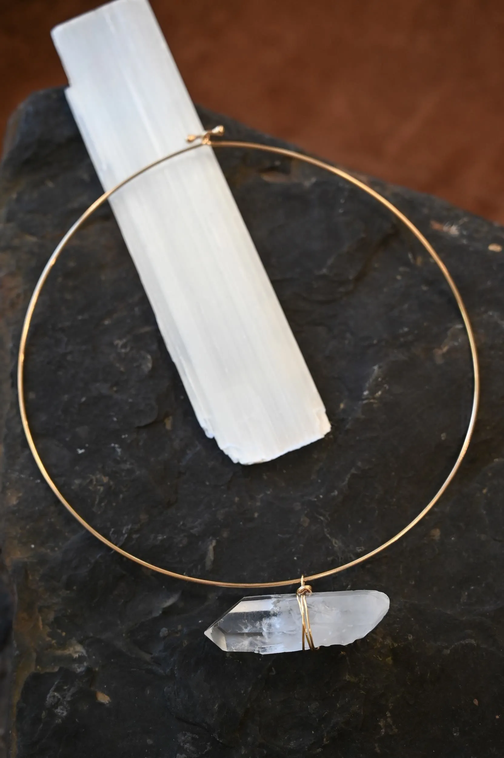 I Know The Way Quartz Point Gold Choker