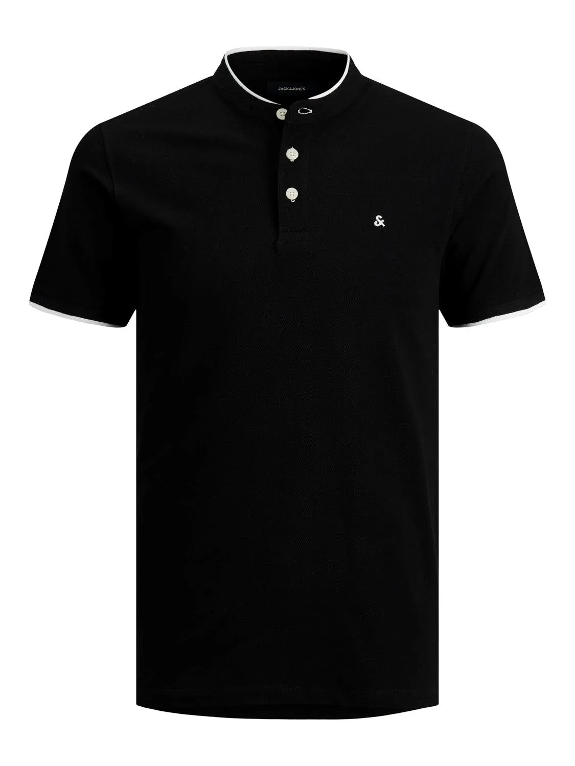 Jack & Jones Mens 'JJ Paulos Mao' Grandad Neck Polo T-Shirt