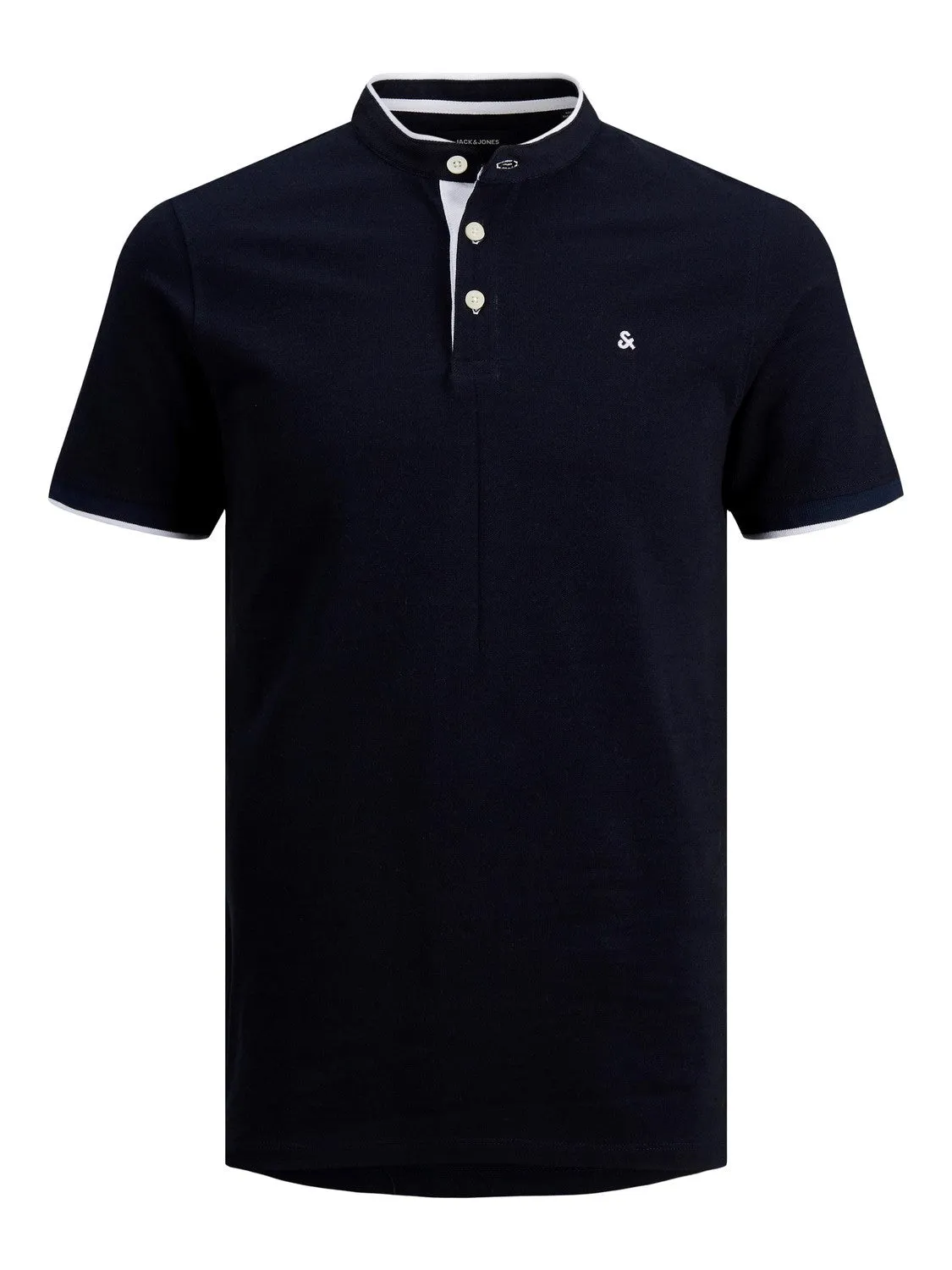 Jack & Jones Mens 'JJ Paulos Mao' Grandad Neck Polo T-Shirt