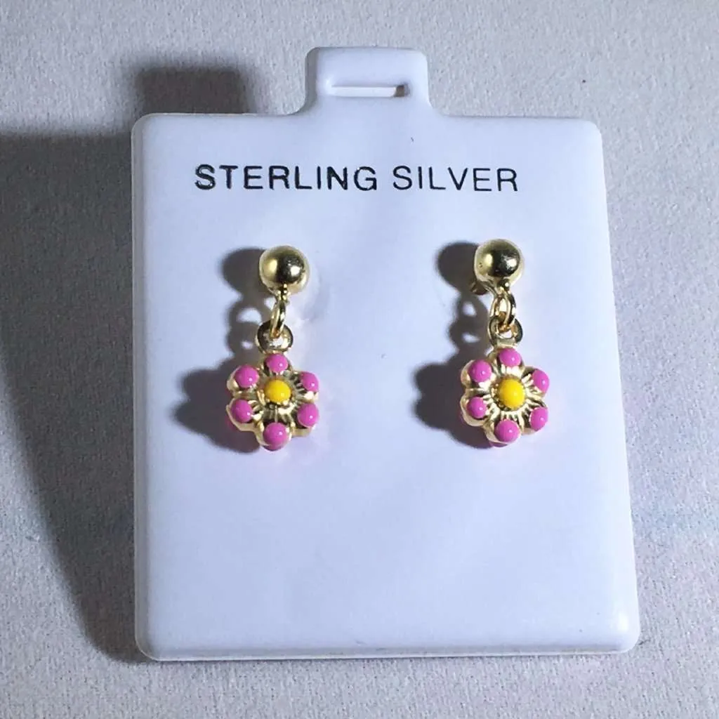 Kids Enamel Flower Earrings