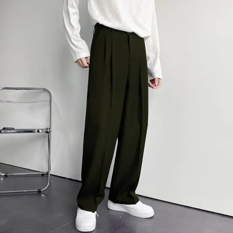 Korean Baggy Loose Fit Pants For Men - Military Green