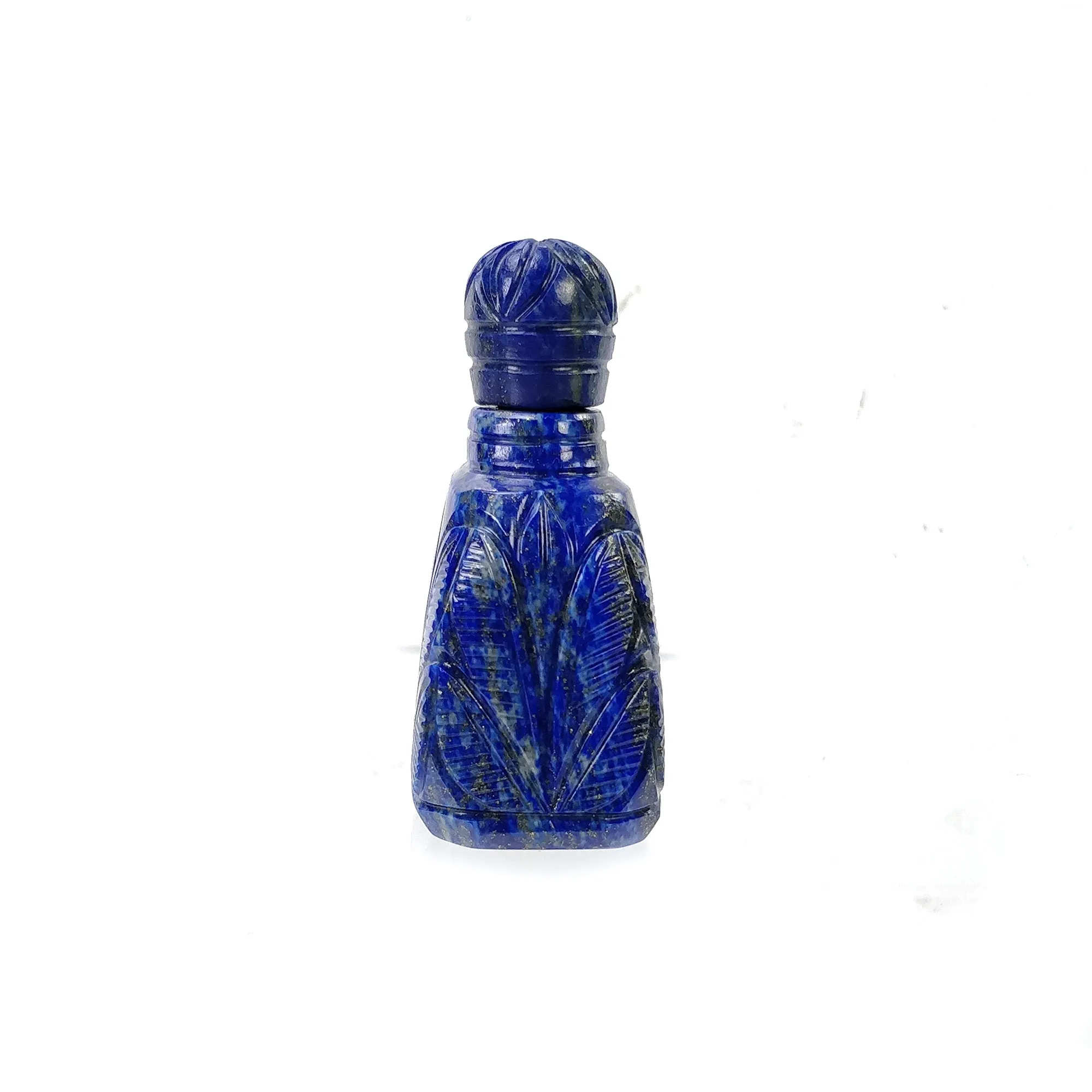 LAPIS LAZULI Gemstone Carving : 428.80cts Natural Untreated Lapis Hand Carved Bottle Sculpture 57*37mm