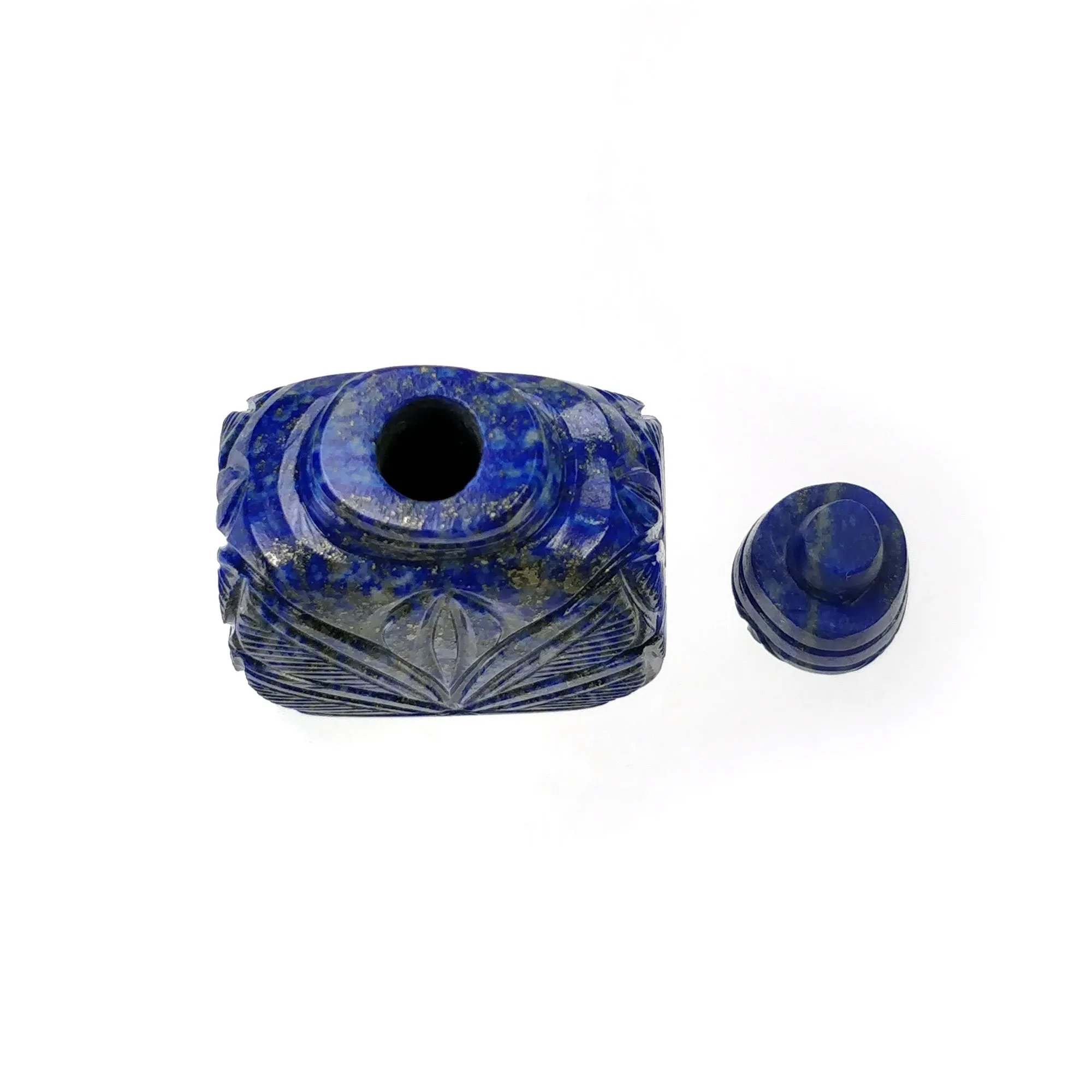 LAPIS LAZULI Gemstone Carving : 428.80cts Natural Untreated Lapis Hand Carved Bottle Sculpture 57*37mm