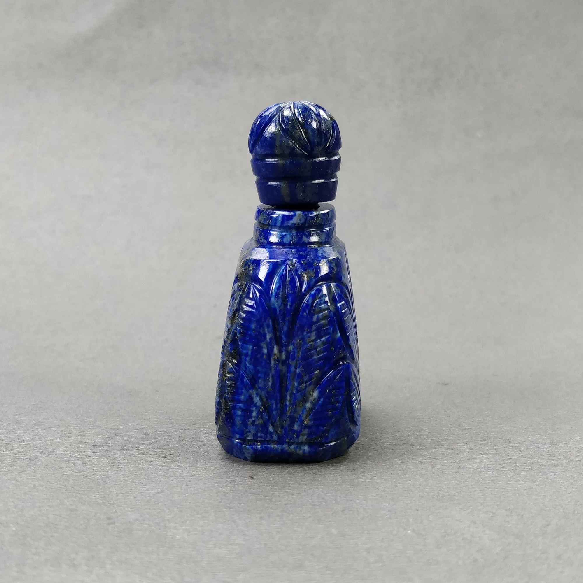 LAPIS LAZULI Gemstone Carving : 428.80cts Natural Untreated Lapis Hand Carved Bottle Sculpture 57*37mm