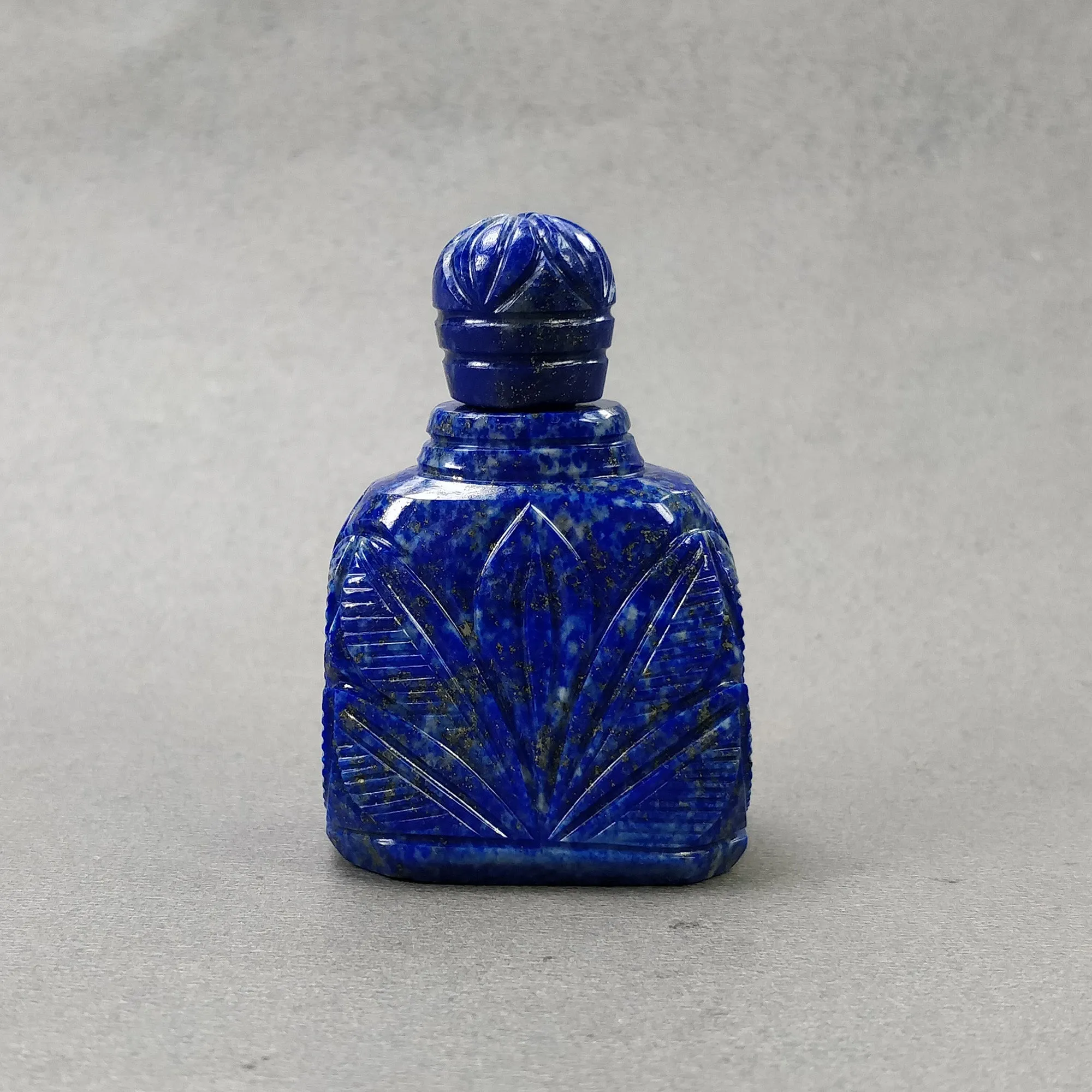 LAPIS LAZULI Gemstone Carving : 428.80cts Natural Untreated Lapis Hand Carved Bottle Sculpture 57*37mm