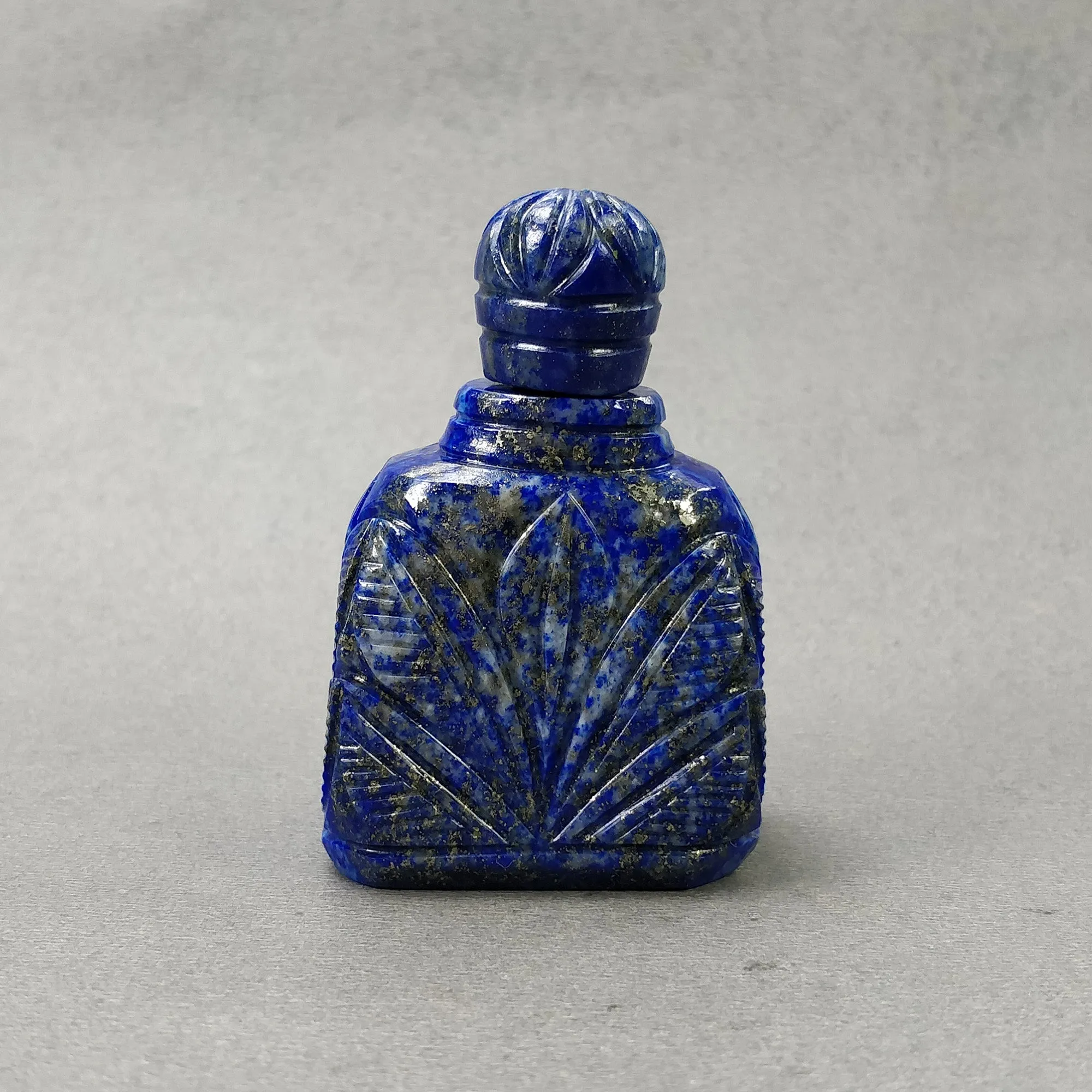 LAPIS LAZULI Gemstone Carving : 428.80cts Natural Untreated Lapis Hand Carved Bottle Sculpture 57*37mm