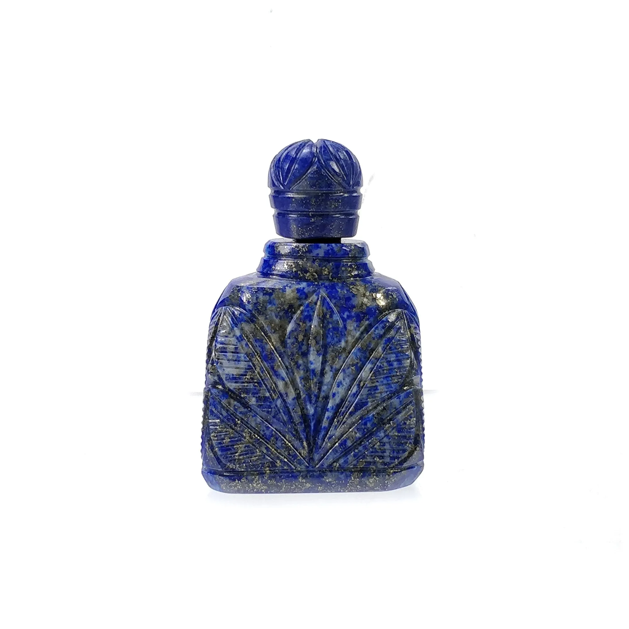 LAPIS LAZULI Gemstone Carving : 428.80cts Natural Untreated Lapis Hand Carved Bottle Sculpture 57*37mm