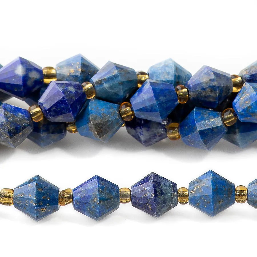 Lapis Natural 8mm Bicone Faceted A Grade - 15-16 Inch