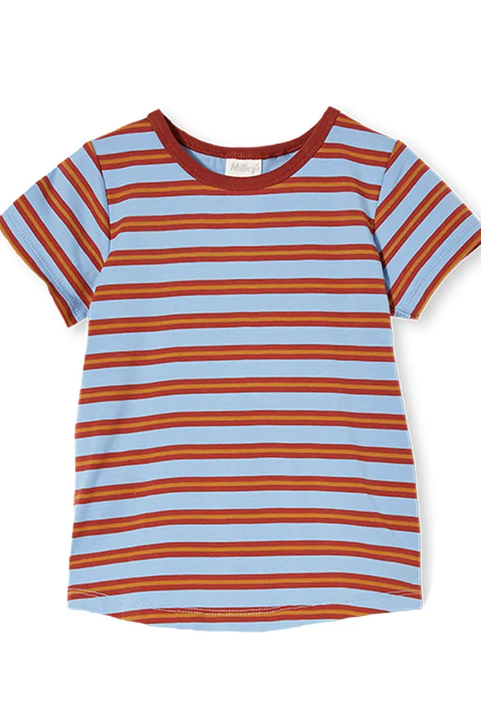 *Last Size* Milky Stripe Tee - Blue/Tan - Size 3yr