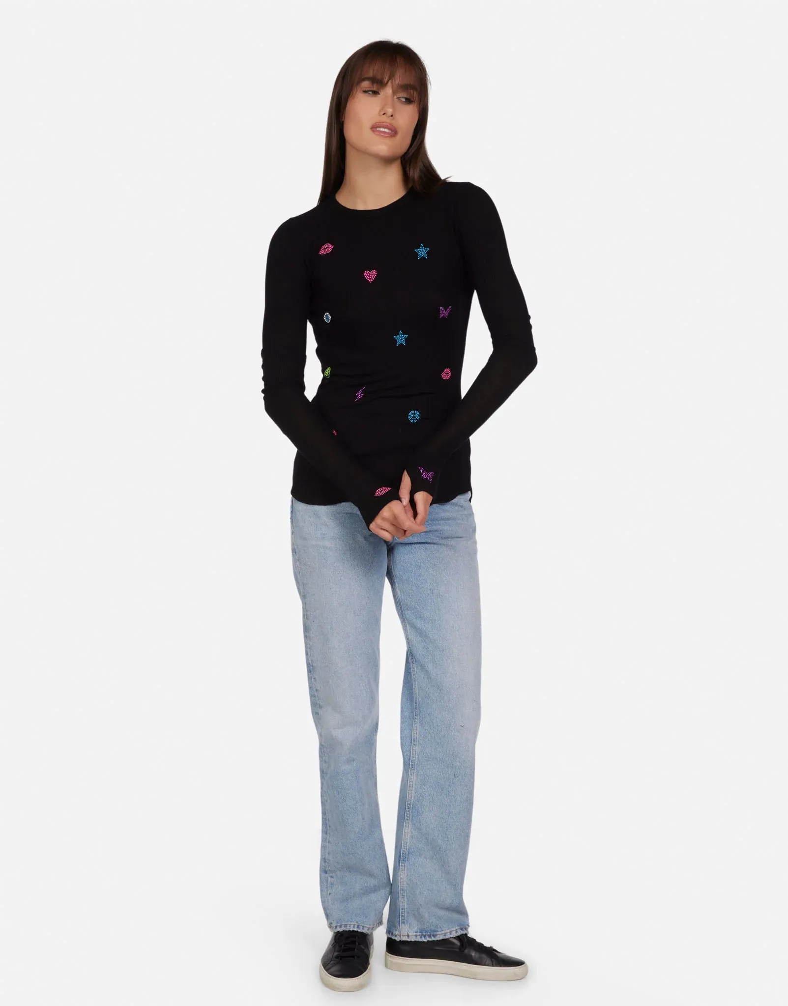 Lauren Moshi McKinley Neon Stud Elements Thermal Top