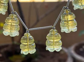 Lemon Quartz Flower Carved Bell Shape Beads