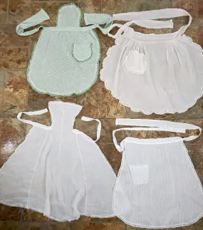 Lot of 4 Antique Edwardian 10s 20s Pin and Half Aprons