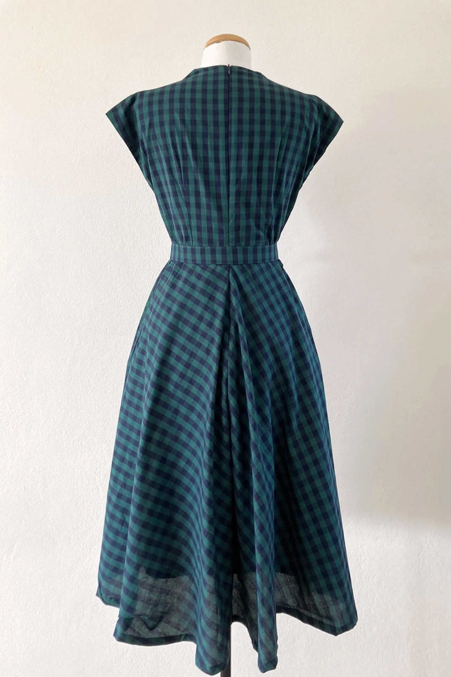 May Green & Navy Checker Dress