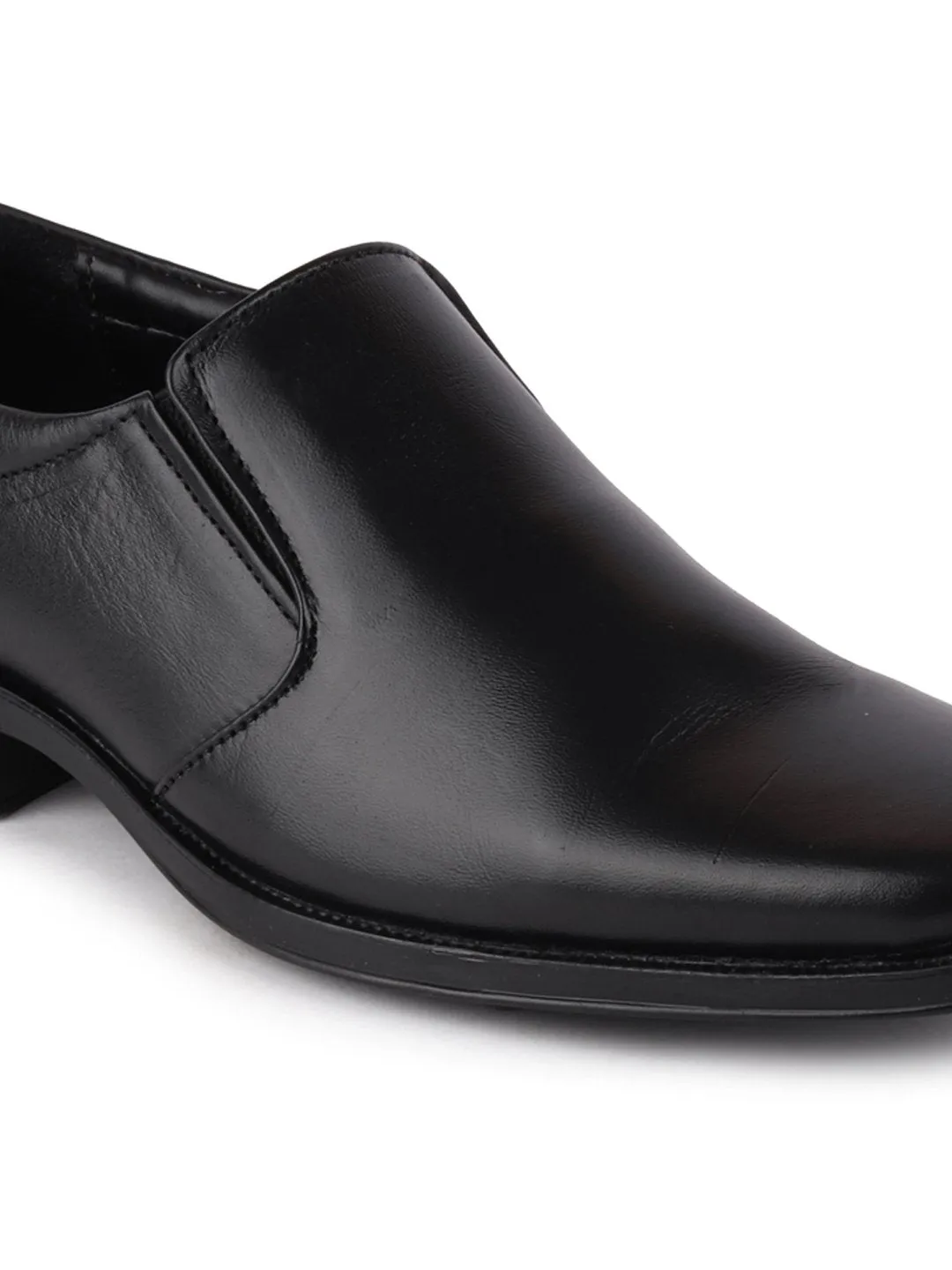 Men Black Formal Leather Slip-On Shoes