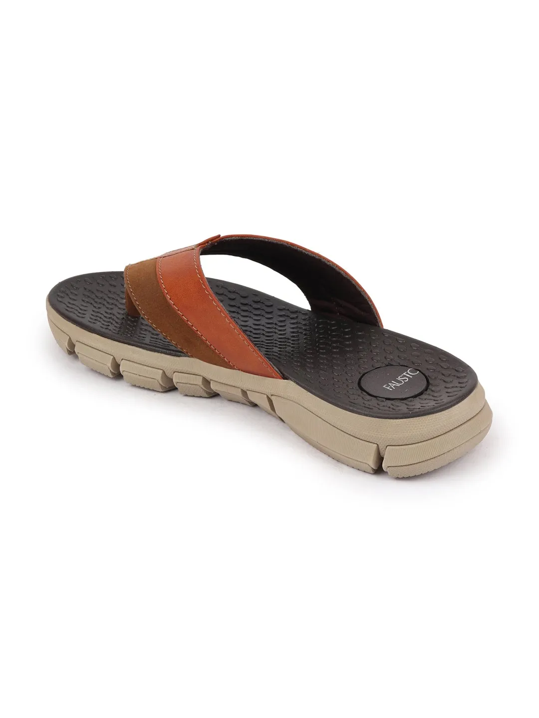 Men Tan Slip On Casual Flexible Phylon Sole Slippers