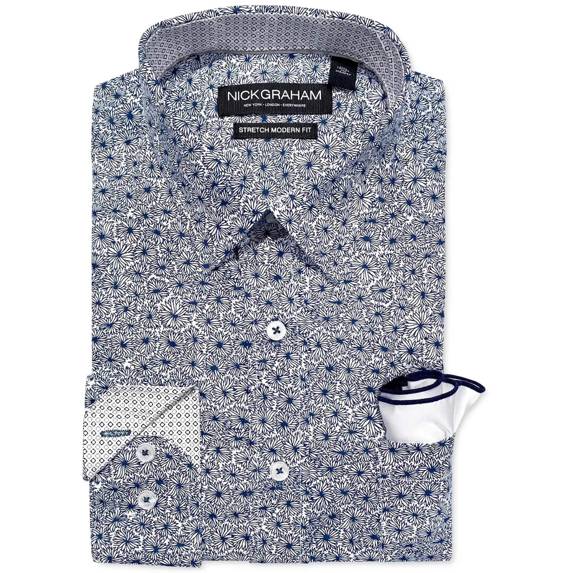 Mens Printed Cotton Dress Shirt