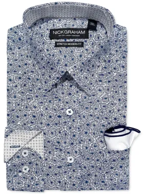 Mens Printed Cotton Dress Shirt