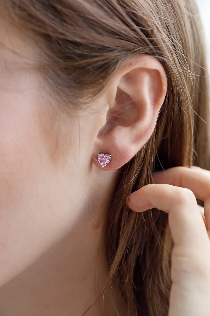 MINI HEART CRYSTAL STUD EARRINGS