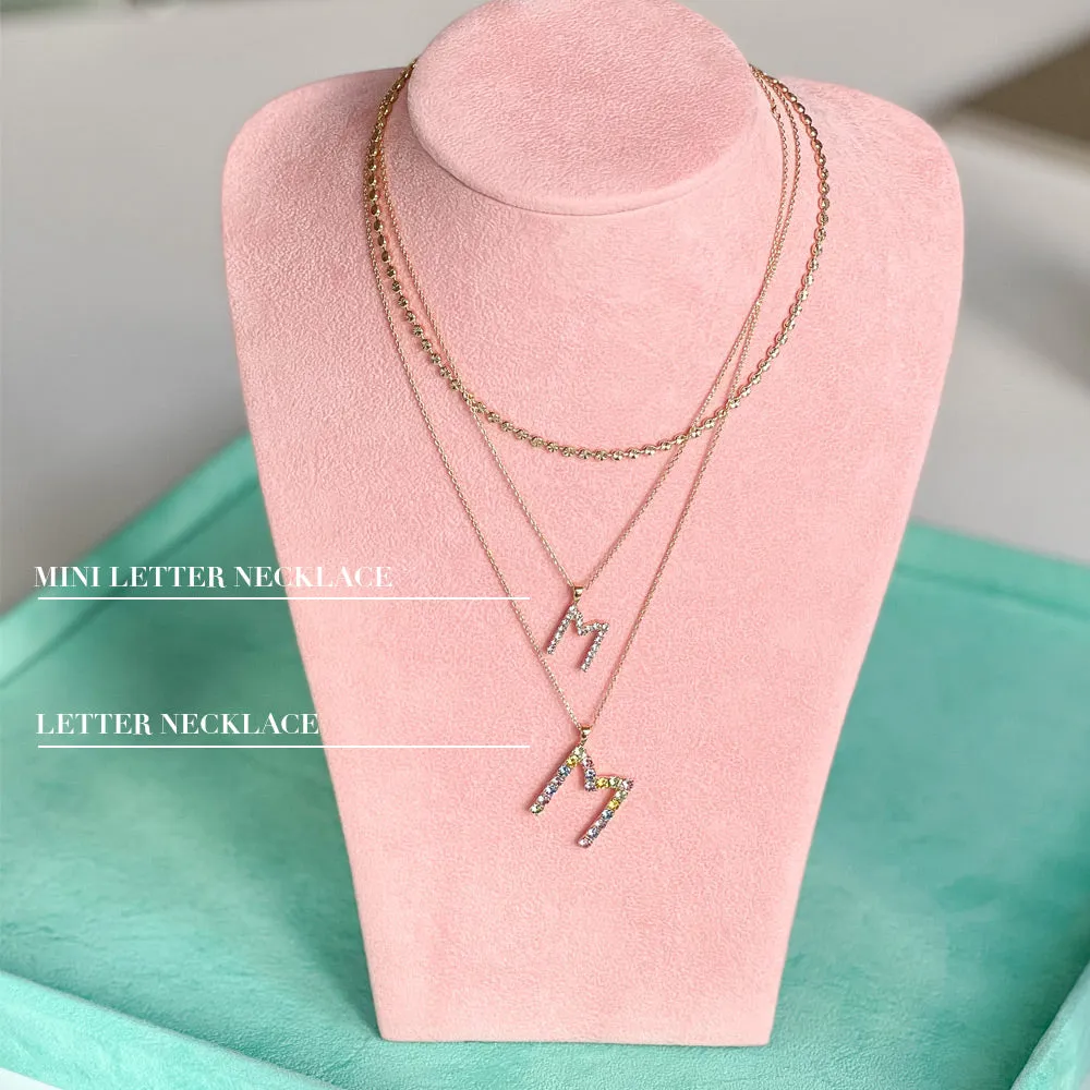 Mini Letter Necklace K / Crystal