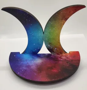 Mini Shelf, Moon with Rainbow Galaxy