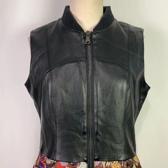 Miri BlackLeather Top Multi Print Dress