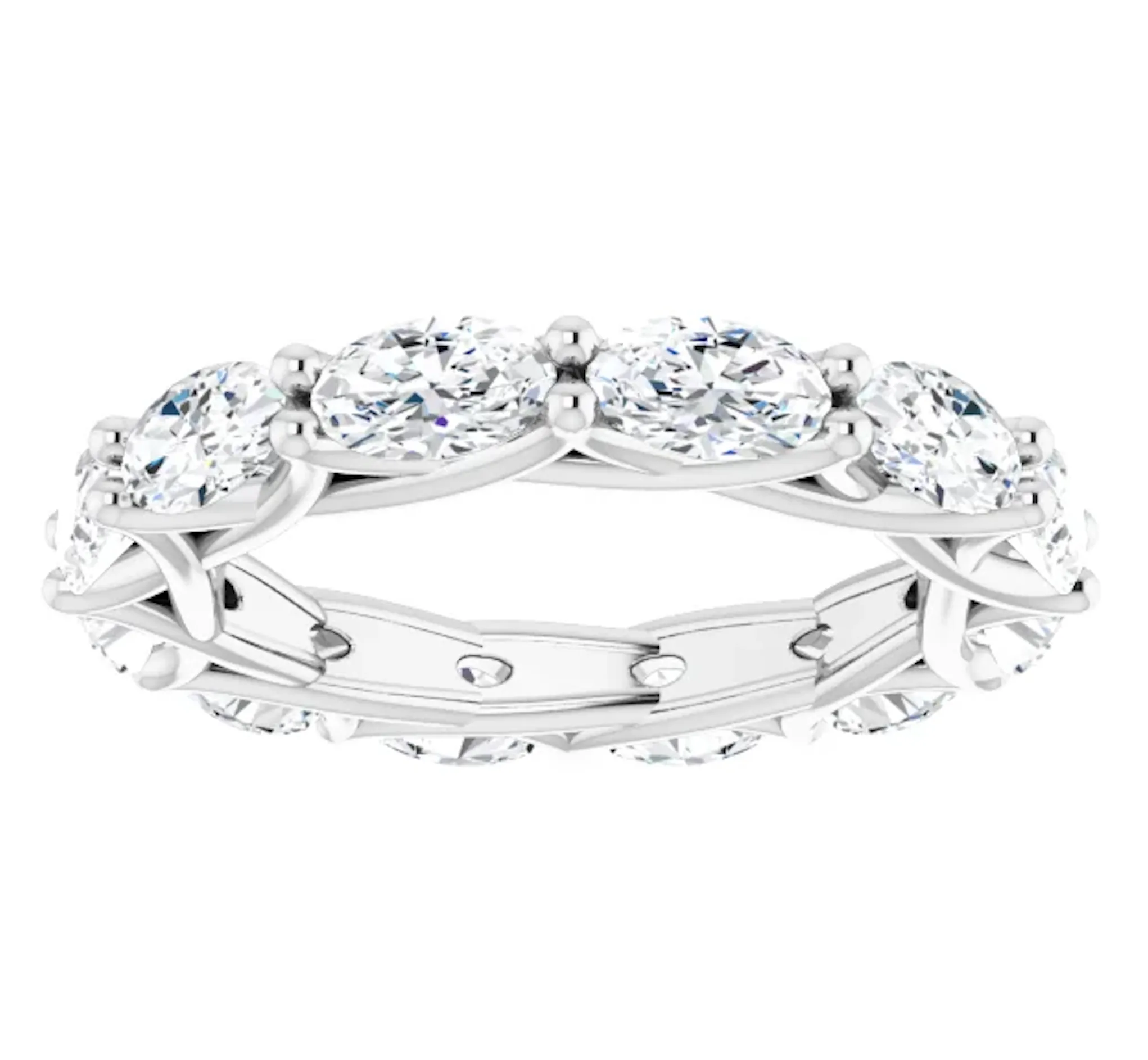 MONACO 3 Carat Oval-Cut Diamond Eternity Ring White Gold  20 pointer G Color VS1 Clarity Shared Prong Band By Mike Nekta NYC