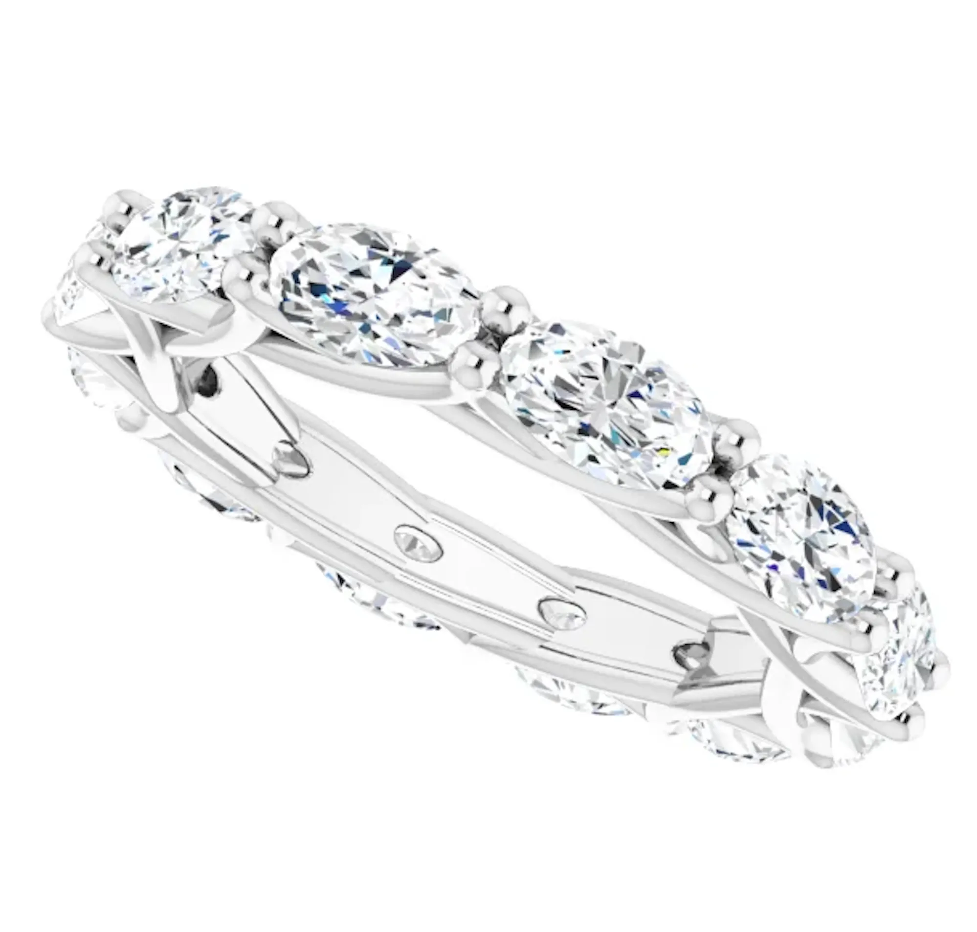 MONACO 3 Carat Oval-Cut Diamond Eternity Ring White Gold  20 pointer G Color VS1 Clarity Shared Prong Band By Mike Nekta NYC