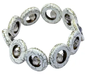 Natural Gemstone Circle Shaped Healing Reiki Stretch Bracelet (White Turquoise)