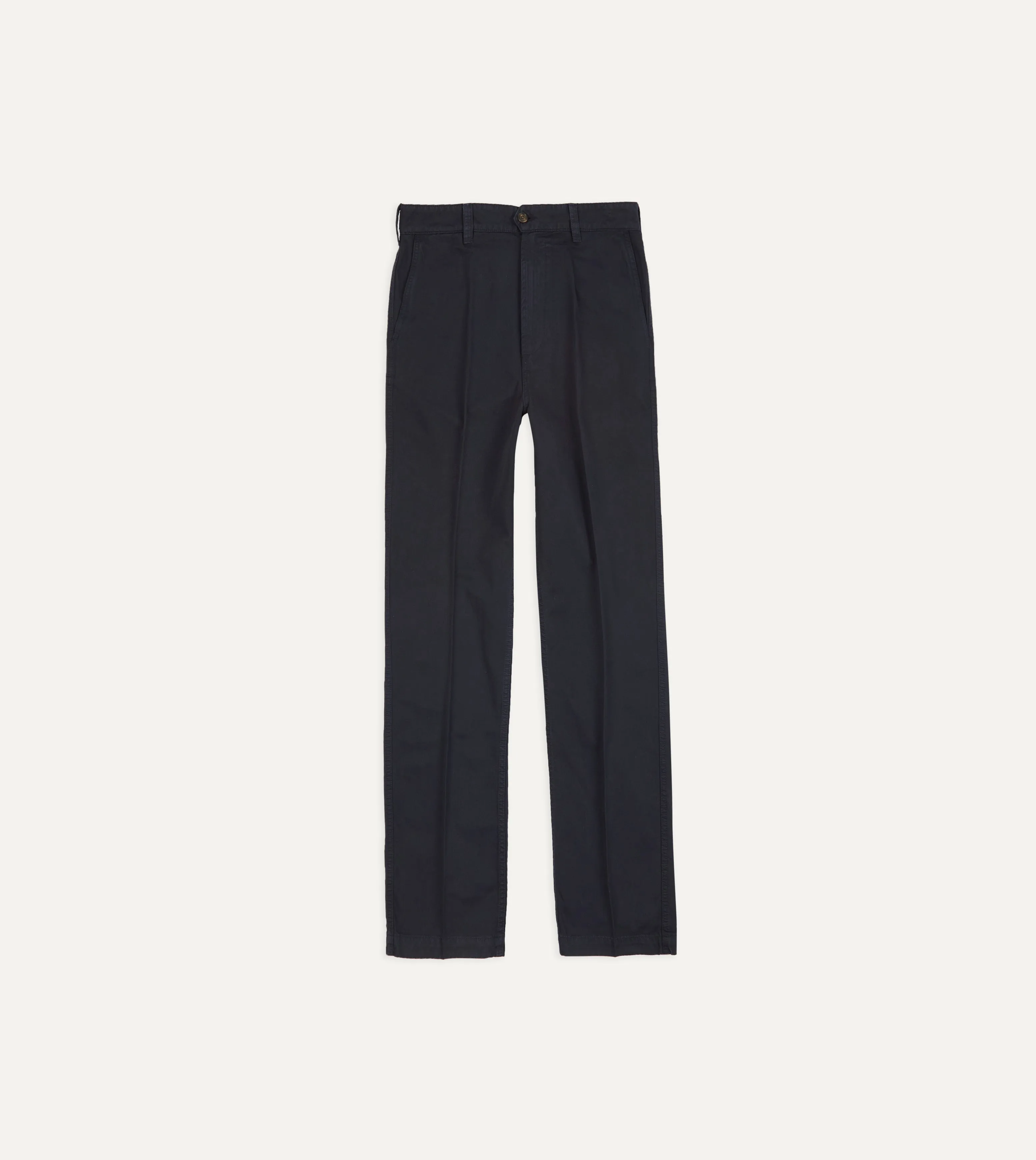 Navy Cotton Flat Front Chino