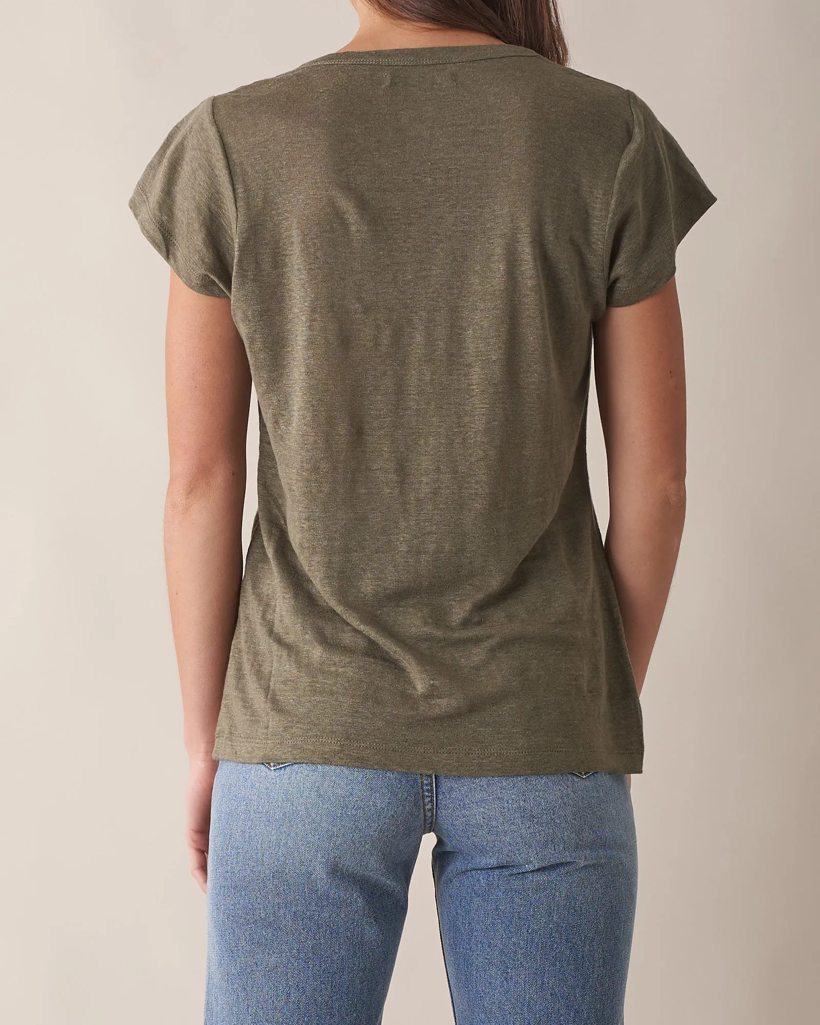 Newport Linen Jersey Tee - Khaki