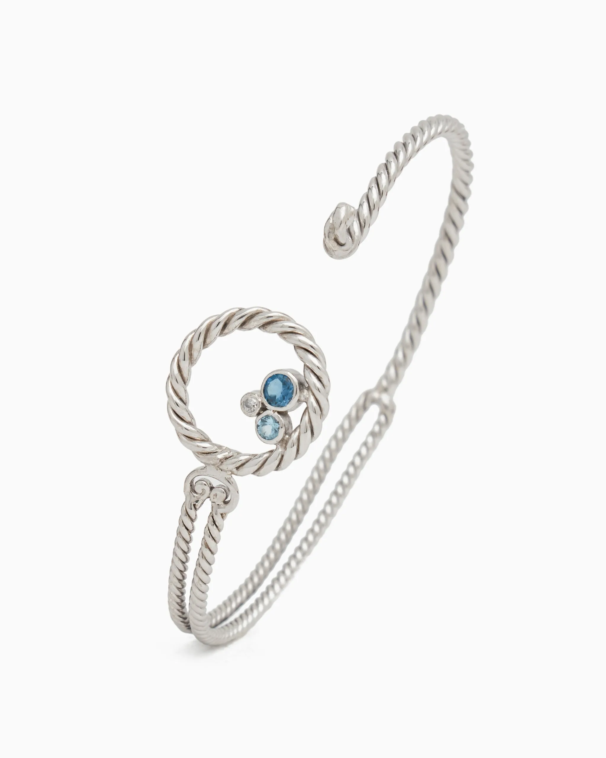 One Love Twisted Hook Bracelet with Triple Stones - London/Hampton/Zircon