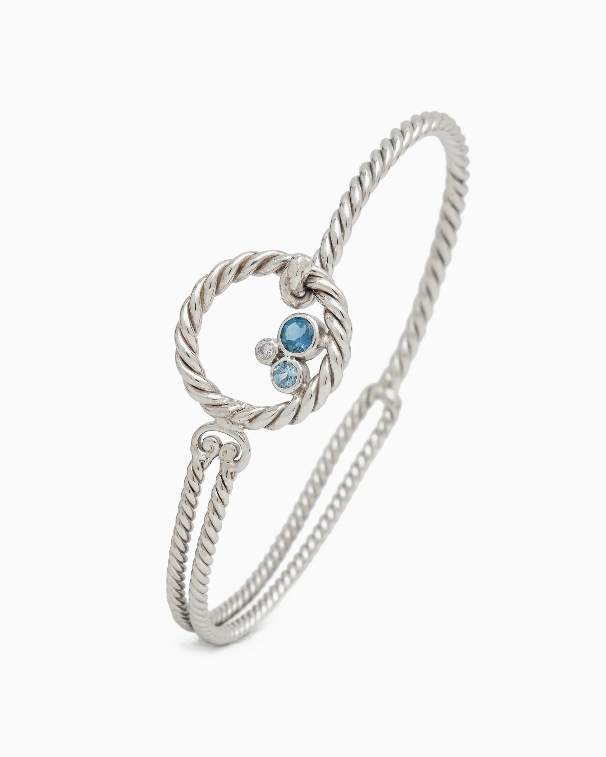 One Love Twisted Hook Bracelet with Triple Stones - London/Hampton/Zircon