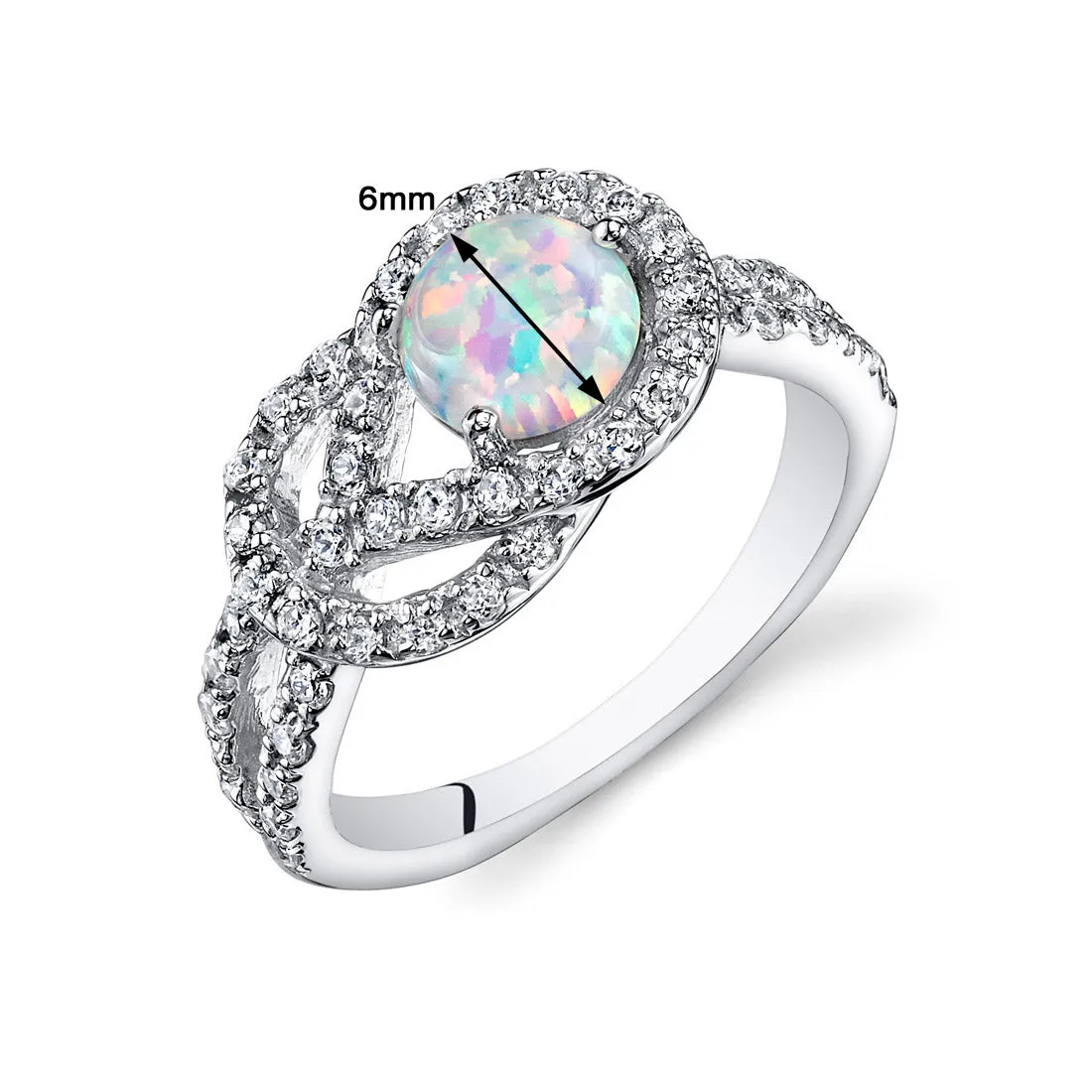 Opal Round Cut Sterling Silver Ring Size 5