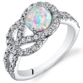 Opal Round Cut Sterling Silver Ring Size 5