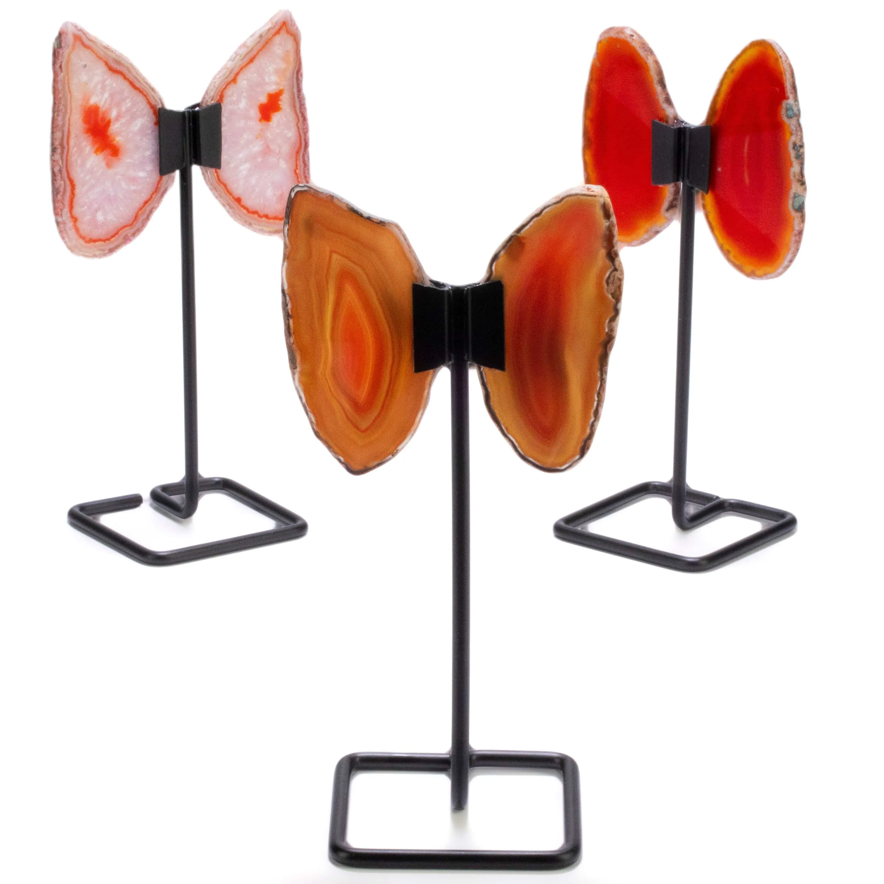 Orange Agate Wings on Custom Stand