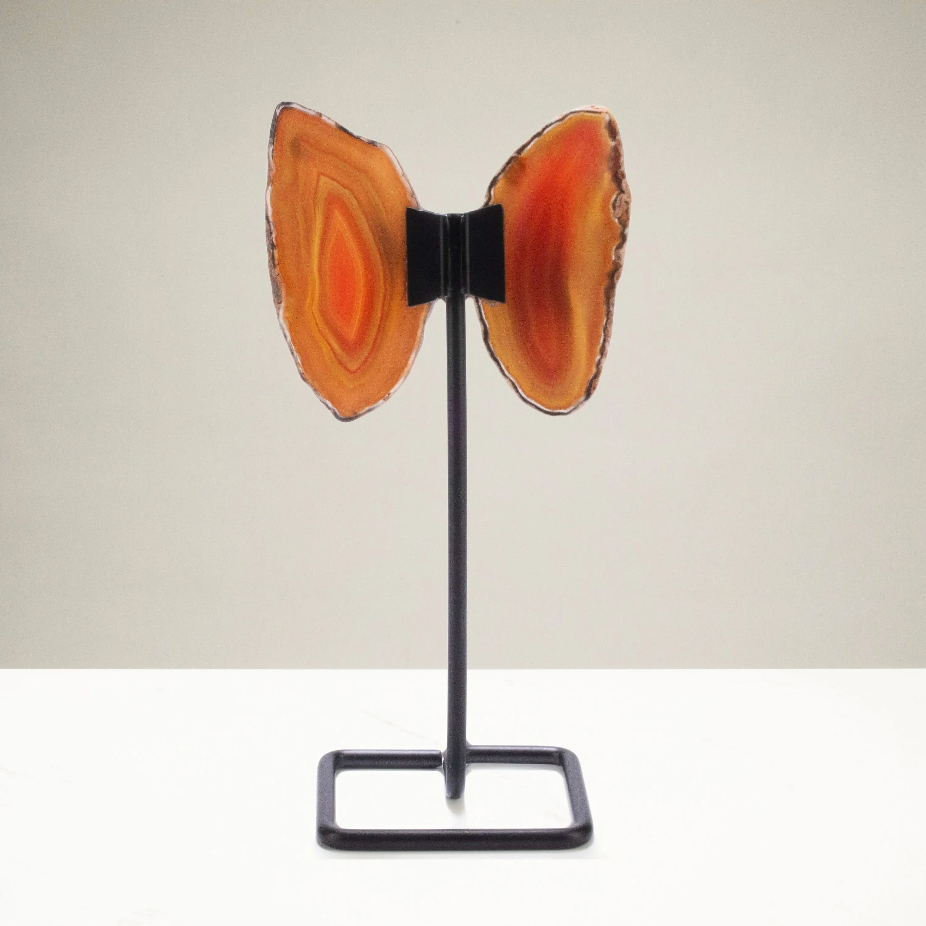 Orange Agate Wings on Custom Stand