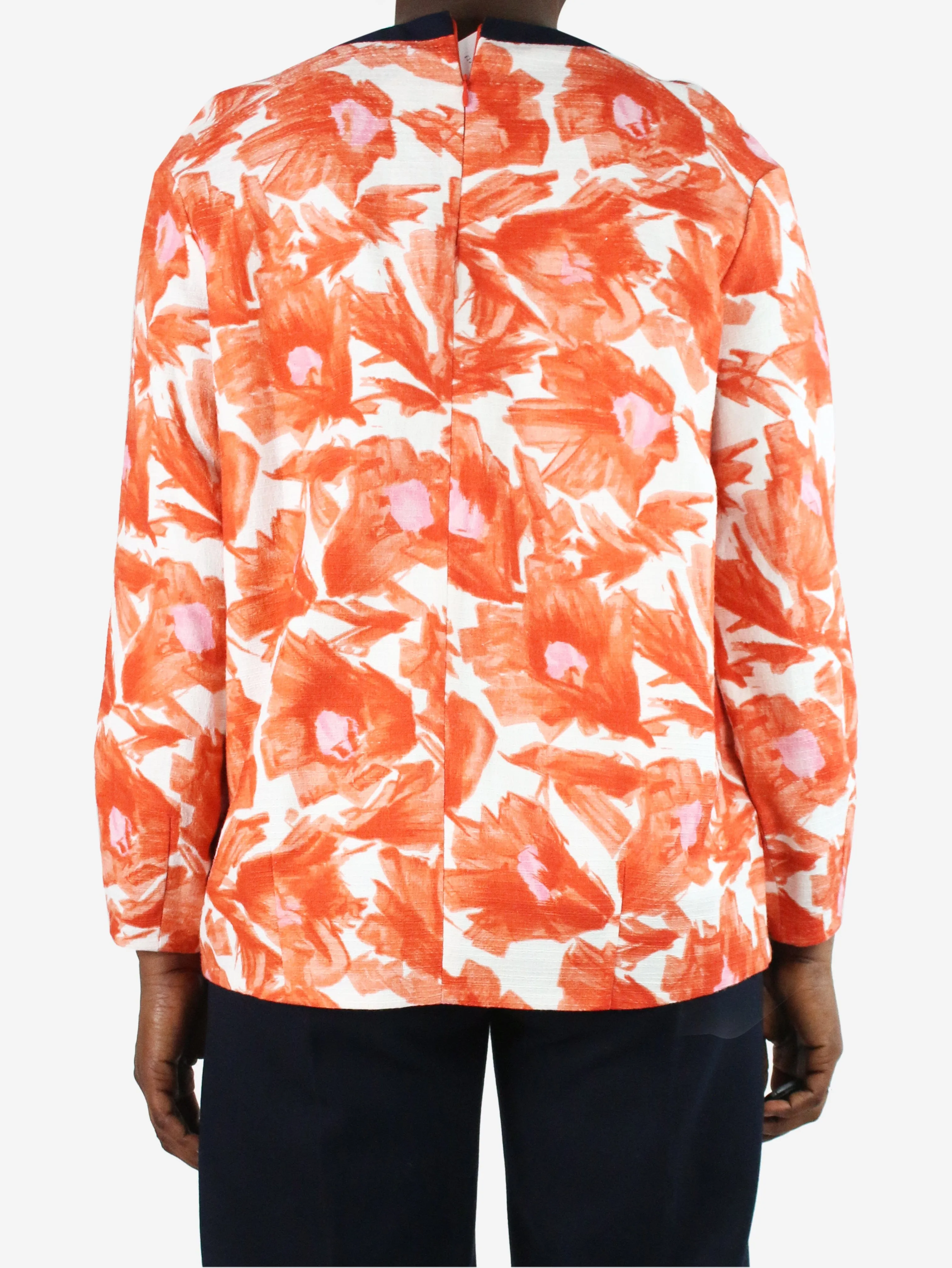 Orange long-sleeved floral printed top - size L