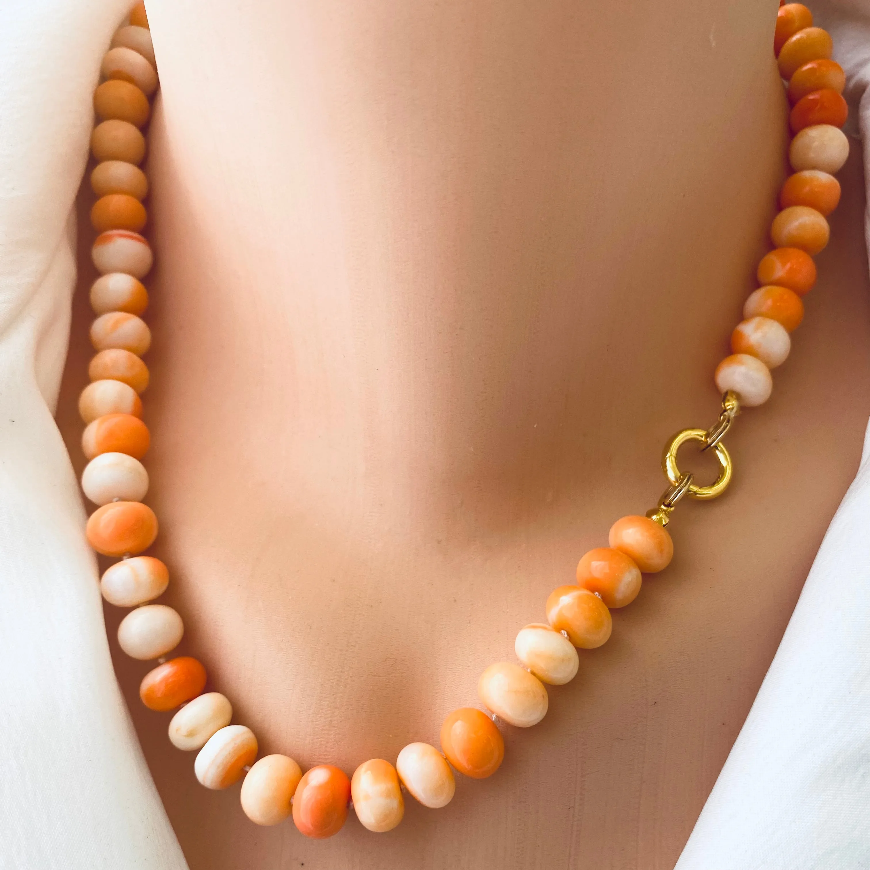 Orange Shaded Opal Candy Necklace, Gold Vermeil, 19in