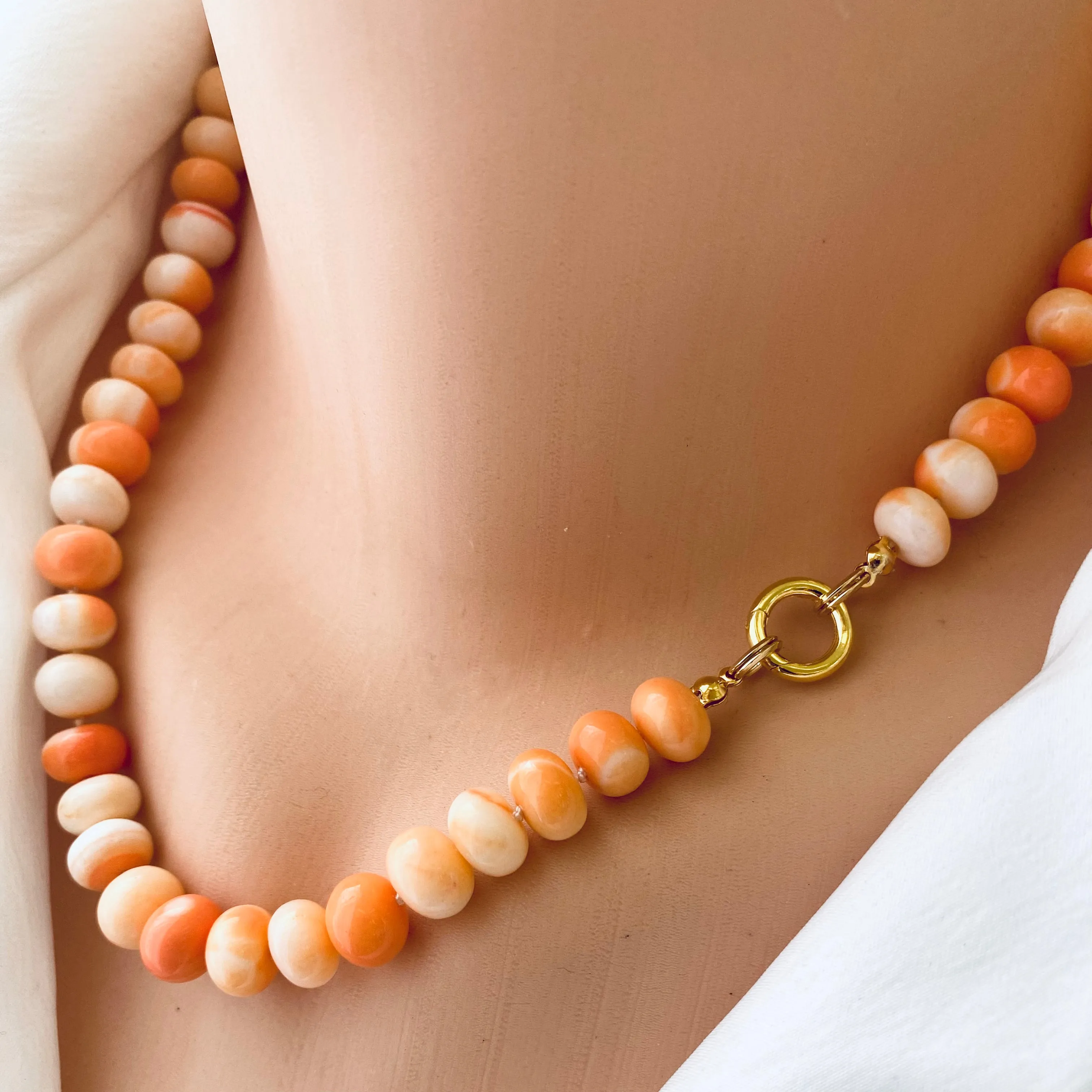 Orange Shaded Opal Candy Necklace, Gold Vermeil, 19in