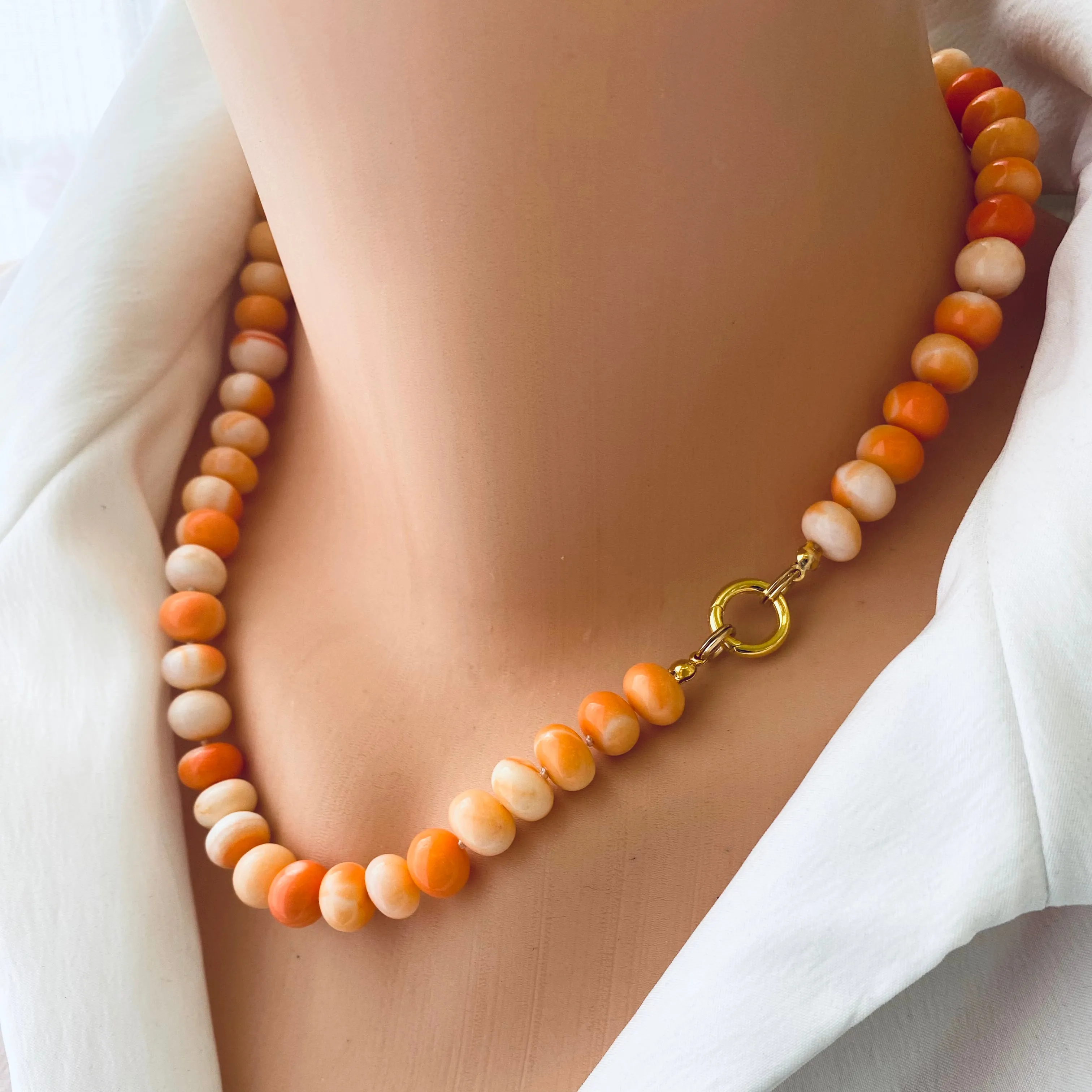 Orange Shaded Opal Candy Necklace, Gold Vermeil, 19in